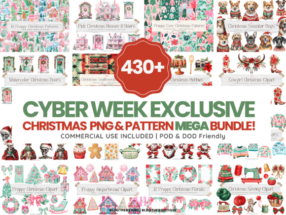 430 Christmas Clipart Patterns Bundle: Graphics & Illustrations