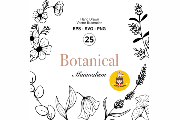 Botanical Line Art Graphics & Illustrations