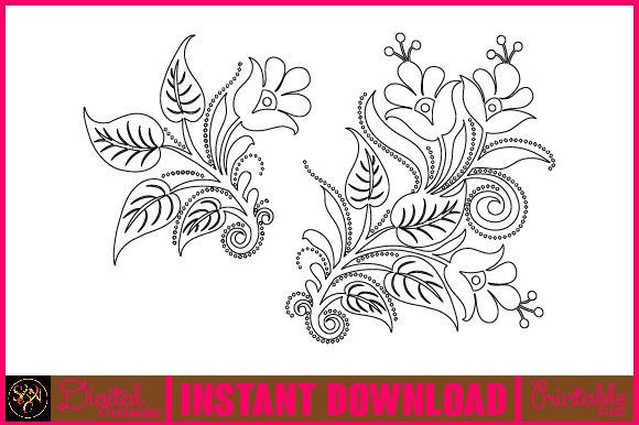 Floral Line Art Flower SVG Elements-1 in Practice