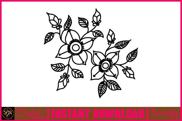 Floral Line Art Flower SVG Elements 104: Graphics Freebies for Real Projects