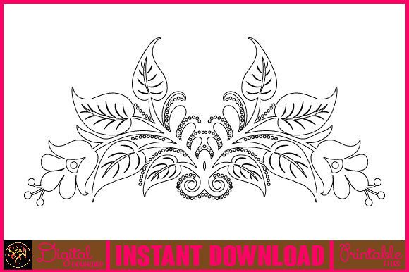 Floral Line Art Flower SVG Elements-6 Graphics Review