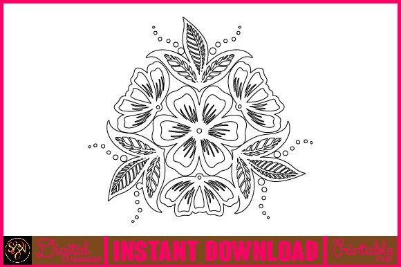 Floral Line Art Flower SVG Graphics & Illustrations Review