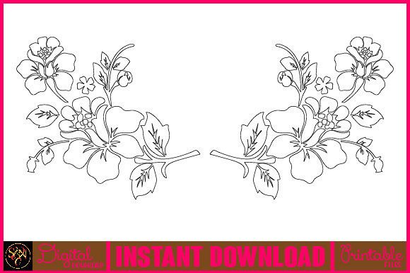 Floral Line Art SVG Elements-13: Graphics & Illustrations