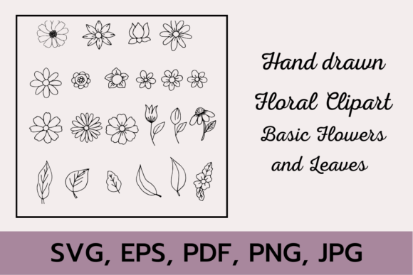 Flowers Leaves Doodle Clipart Bundle: Free Graphics for Handmade Creators
