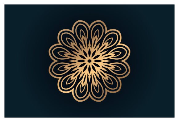 Golden Floral Luxury Round Gradient Graphics & Illustrations