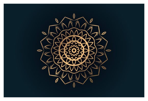 Golden Floral Star Mandala Decorative Graphics & Illustrations
