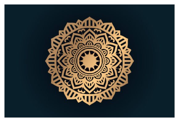 Golden Floral Star Mandala Graphics & Illustrations