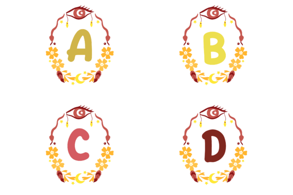 Set Design Floral Frame Monogram Graphics & Illustrations