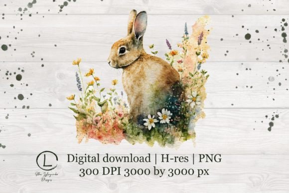 Spring Bunny Floral Watercolor Graphics & Illustrations Review