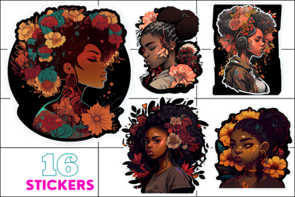 Unique Black Girl Floral Stickers 1: Graphics & Illustrations Review