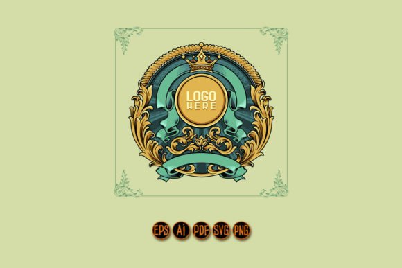 Vintage Elegant Label Floral Swirl SVG