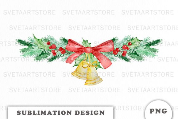 Watercolor Christmas Decor Sublimation P: Graphics & Illustrations
