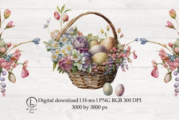 Watercolor Spring Floral Basket PNG: Graphics & Illustrations Review