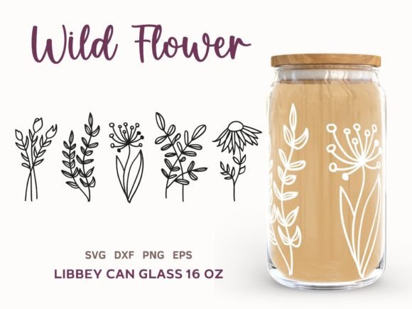 Wild Flower Libbey Can Glass 16oz SVG: Graphics & Illustrations